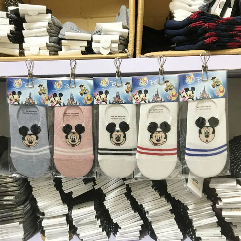 Комплект нескользящих носков из силиконовой ленты Disney носки с мультяшным Микки