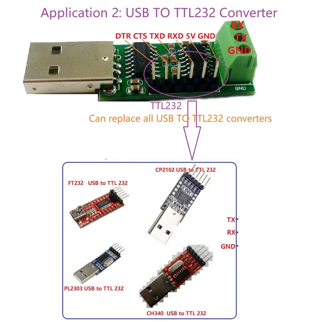 Многофункциональный преобразователь USB в последовательный порт RS232 TTL CH340 SP232 IC WIN10