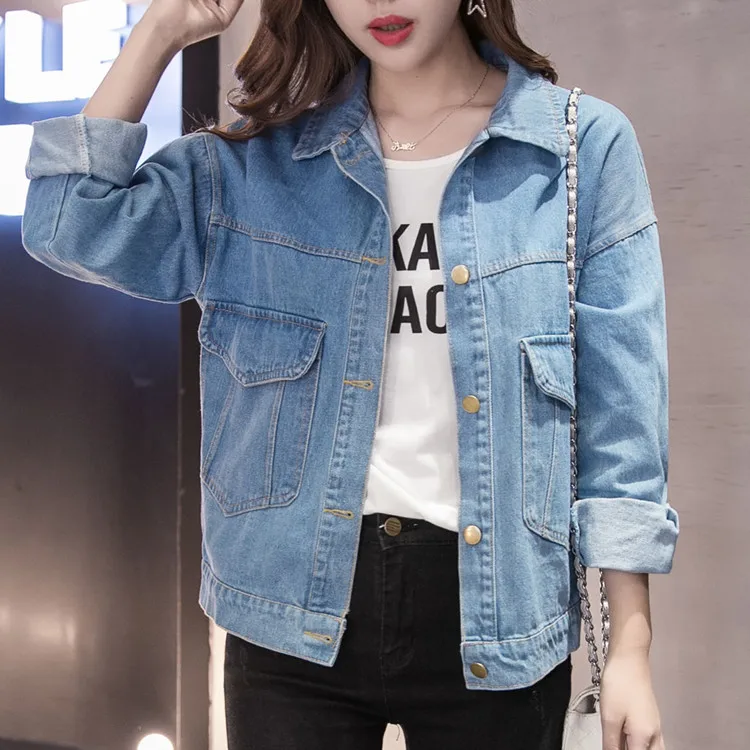 

SFashionable spring and autumn clothing new loose XL casual denim jacket