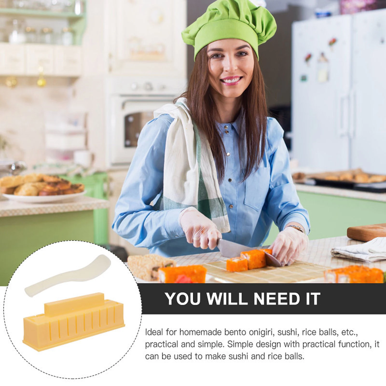 

Sushi Maker Equipment Kit,Japanese Rice Ball Cake Roll Mold Sushi Multifunctional Mould Making Sushi Tools