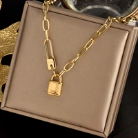inserts no fading titanium stainless steel love lock necklace fashion charm pendant collarbon light luxury gift women jewel