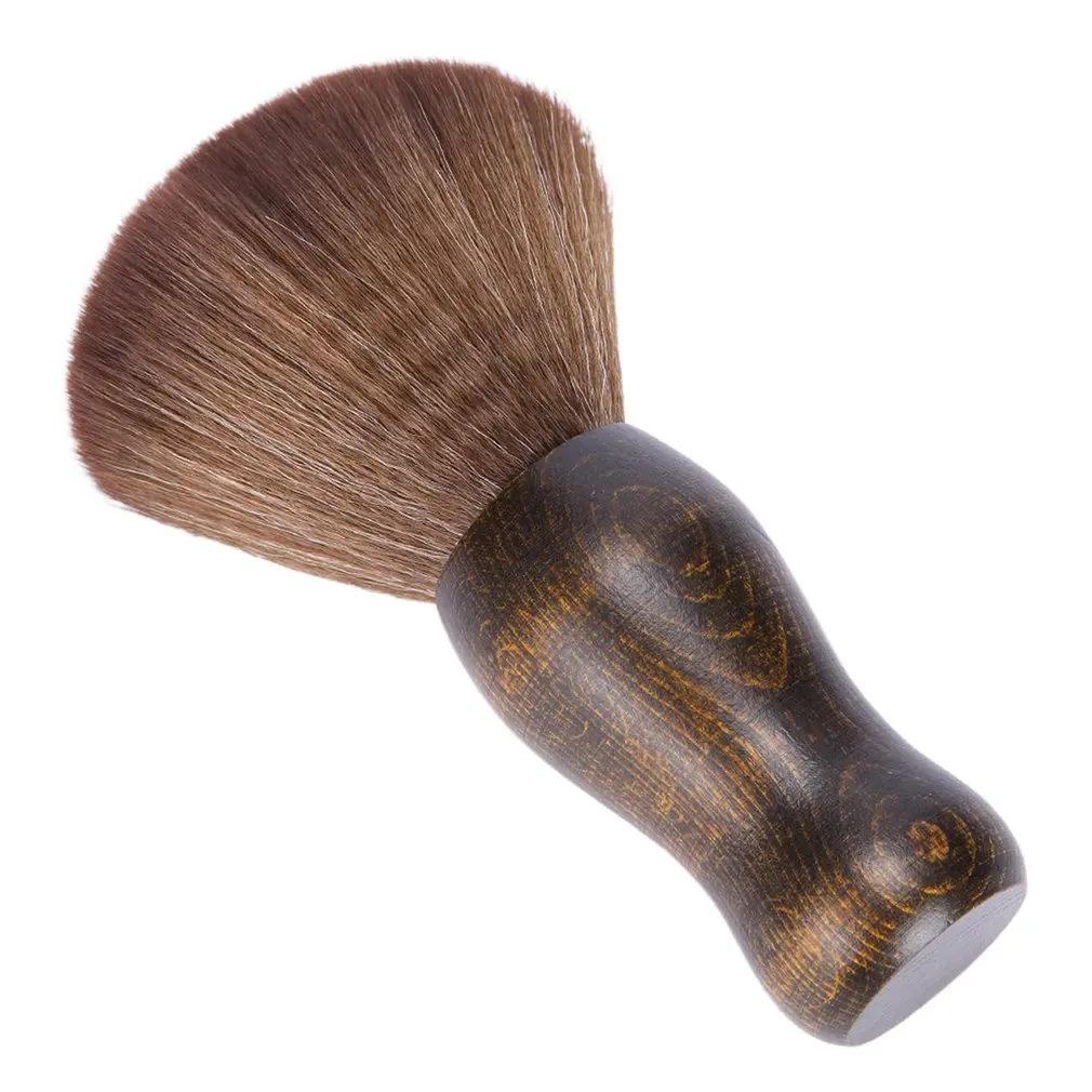 

Neck Duster Brush Hair Sweep Brush Hair Cutting Barber Brush Face Duster Cleaning Brush Fiber Wooden Handle Barber Accessories