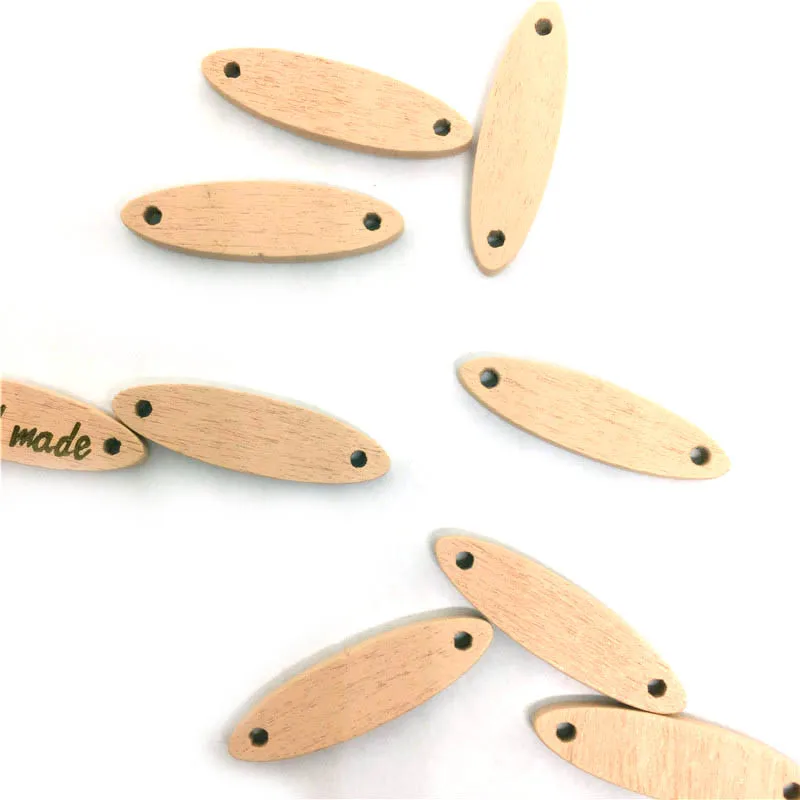 50 шт. бежевая деревянная вывеска Кнопка овальная ручная работа деревянные кнопки