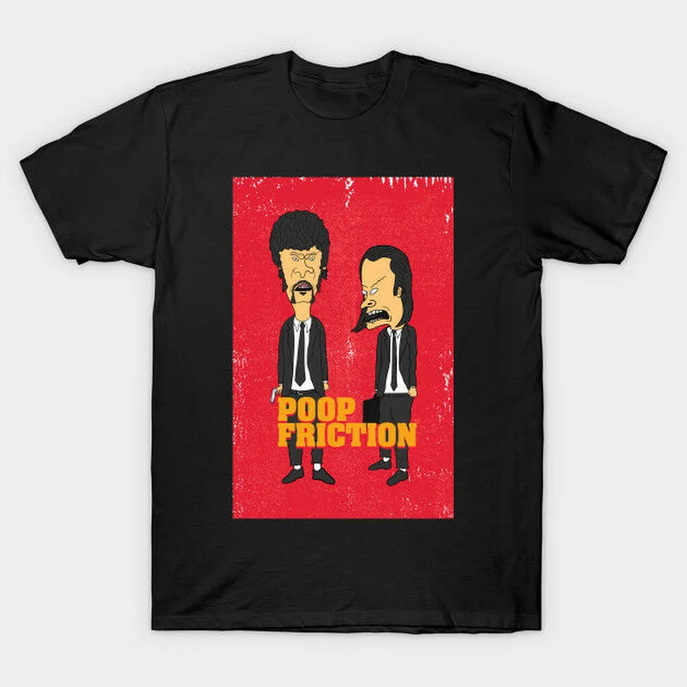 Pulp fiction X Beavis And Butthead Poop забавная черная футболка стильная круглая |