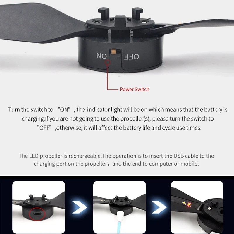 1 пара светодиодный светильник пропеллеры заряжаемые для DJI Mavic 2 Pro/Zoom Drone