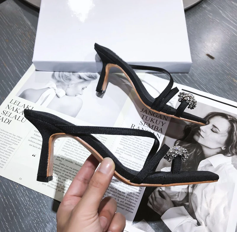 

Fashion Party Women's Shoes 2020 Summer Women's Slippers New Sandals Fixed Toe Fine Heel Slippers High Heel Sandals