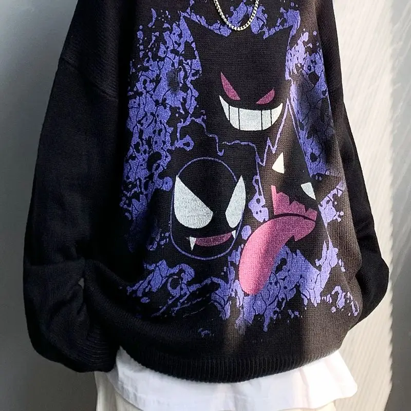 Свитер с мультяшным изображением монстра пуловер джемпер Женский вязаный свитер