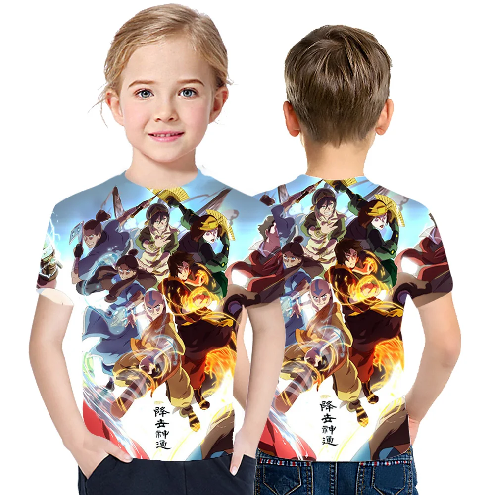 

3D Animation The Last Airbender Digital Printing Casual Summer Wear Short Sleeve Round Neck Boys And Girls Breathable Tee