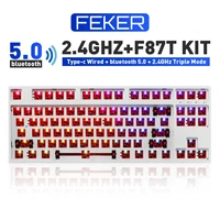 FEKER DIY Hotswap Keyboard Kit RGB Backlit bluetooth Wireless 2 4G Type-c 3 5pin 84 87Keys Mechanical Keyboard Customized Kit