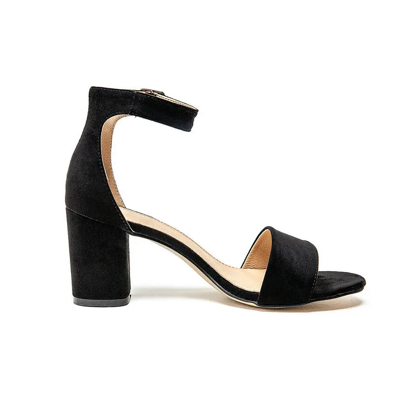 Женские туфли с открытым носком QUTAA серые босоножки из флока на высоком