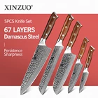 Набор ножей XINZUO VG10 из высокоуглеродистой дамасской стали с ручкой из железной древесины, кухонные инструменты для мяса и овощей шеф-повара Gyuto, 5 шт.