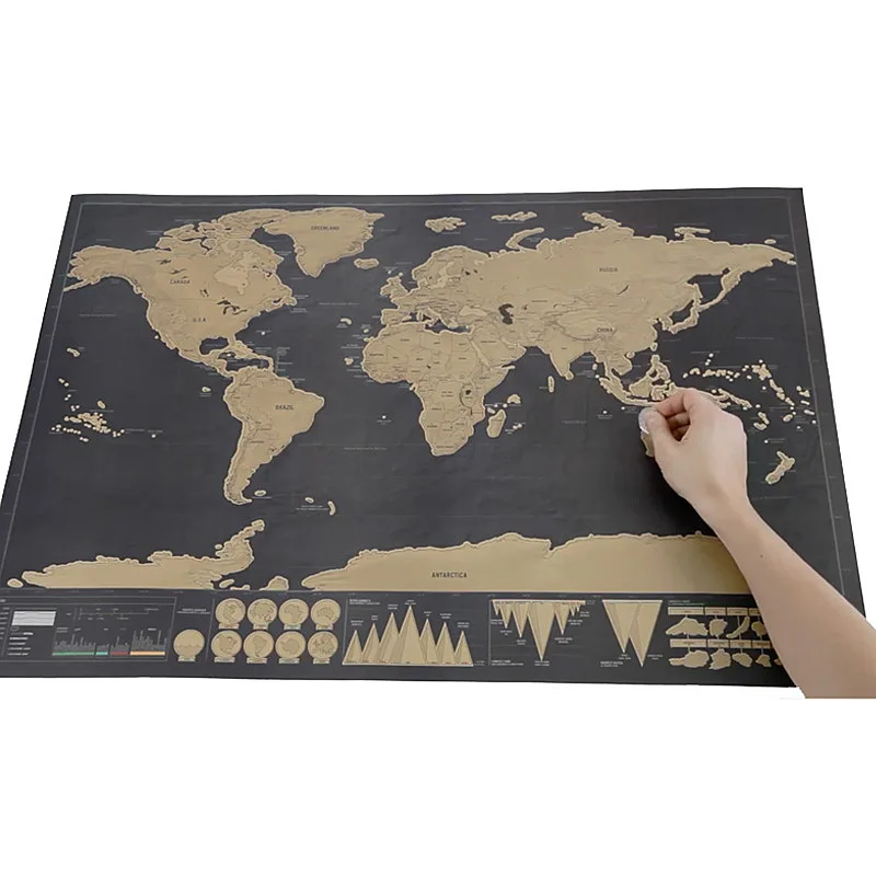 Карта мира для путешествий Deluxe Erase, царапины от карты мира, дорожные царапины для карты 82,5x59,4 см, украшение для дома, офиса, комнаты, настенные... от AliExpress WW
