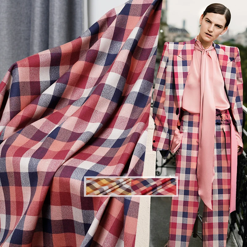 Ткань в клетку окрашенная шерстяная ткань 100% шерсть Осеннее женское платье