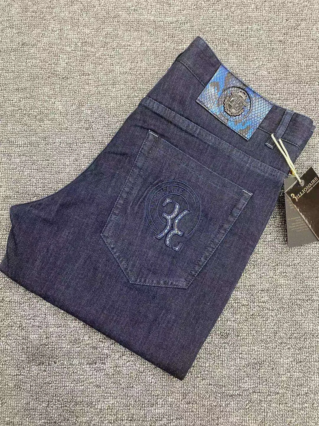 

BILLIONAIRE jeans men 2021 summer new style Commerce comfort soild color cotton material geometric bit elasticity free shipping