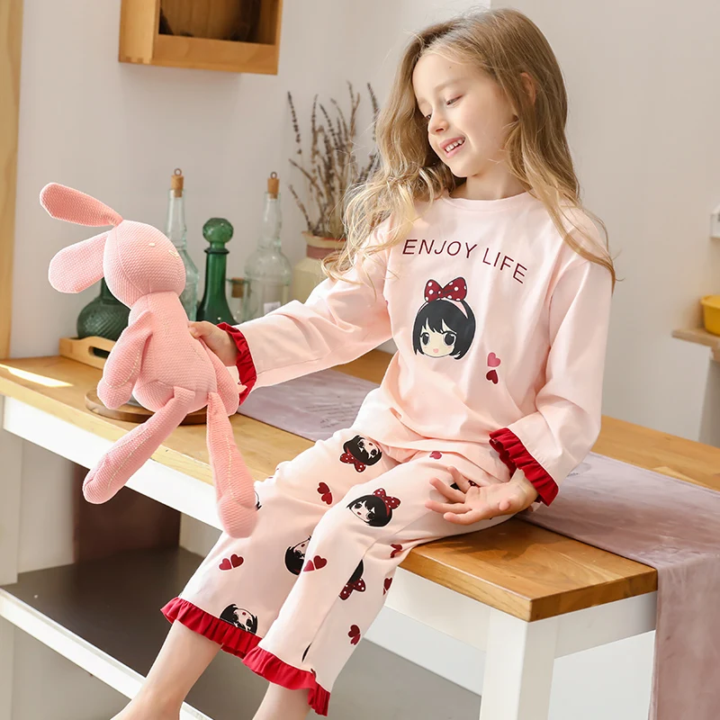 

New Baby Girls Long Sleeve Cotton High Quality Pijamas Girls Pajamas Sets Kids Pyjamas Pajama For Girls 2-12years