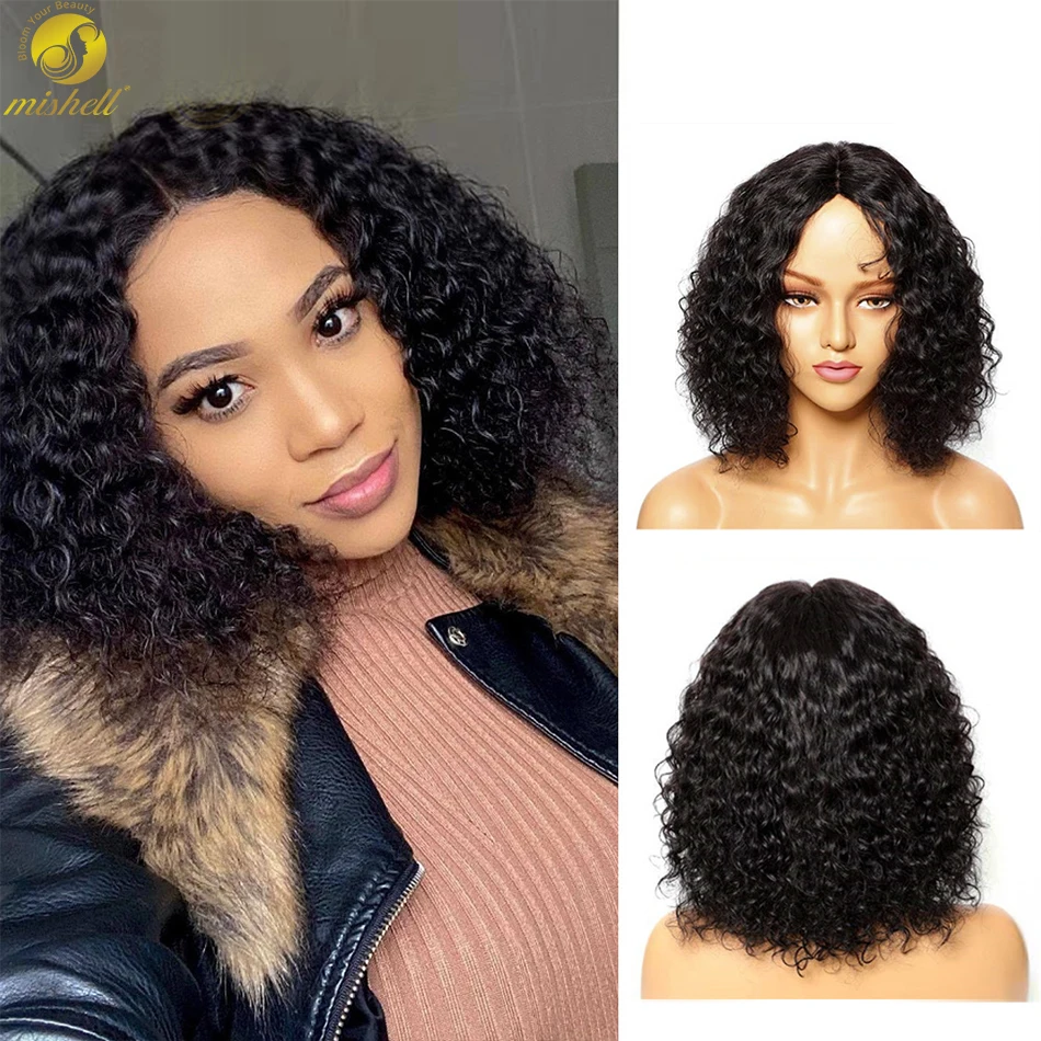 Mishell Curly Short Bob 4x4 Lace Front Human Hair Wigs  Pre Plucked For Black Women Glueless 13x4 Deep Wave Frontal Wig Remy