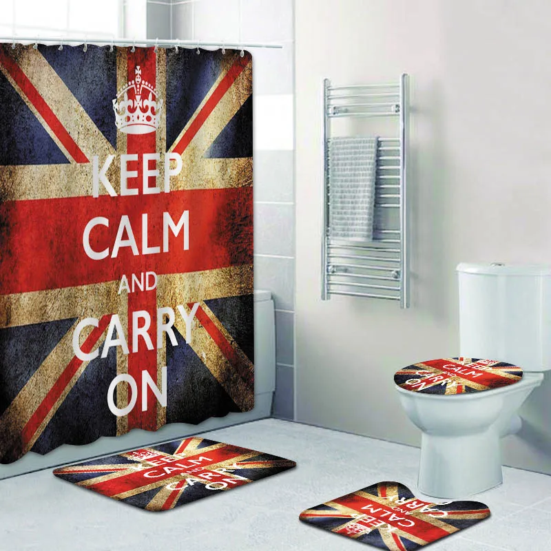 Union Jack сохраняйте спокойствие и переносите занавеску для ванной комнаты s