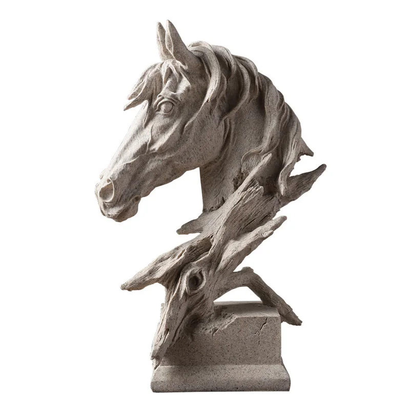 Современная Абстрактная статуя головы лошади скульптура орнамент из смолы