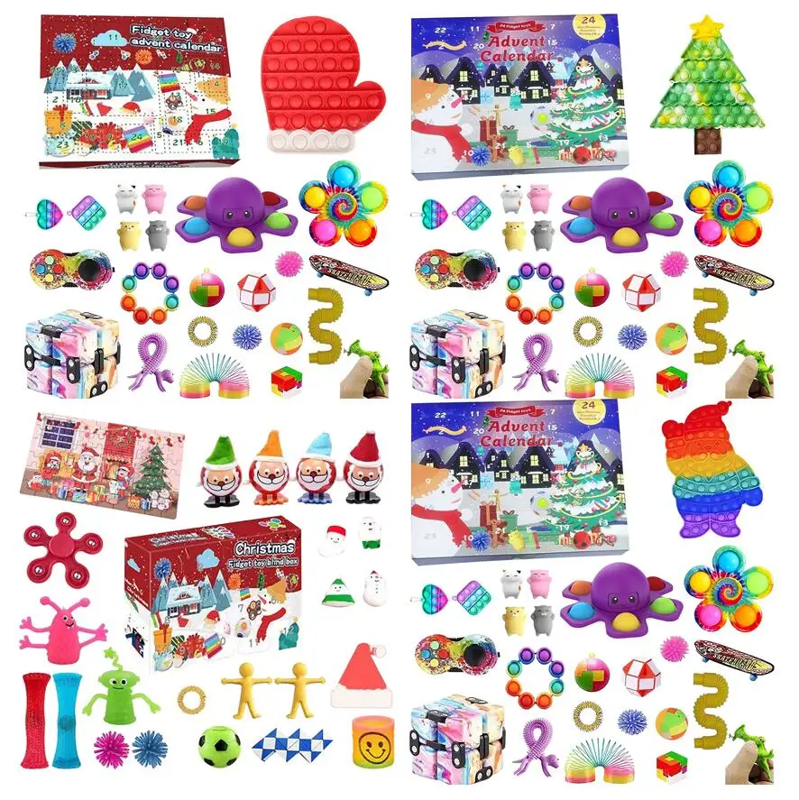 

Push Antistress Fidget Toys Special Sensory Christmas Countdown Calendar Toys Set Advent Calendar Gift Box Xmas Holiday Party