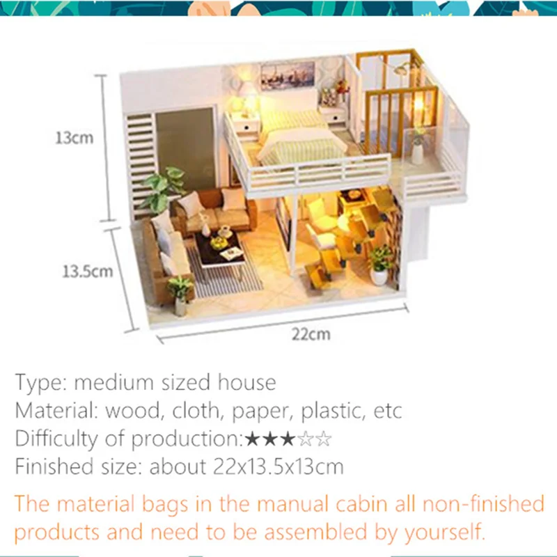 Кукольный домик мебель деревянный миниатюрный набор сделай сам С Пылезащитным