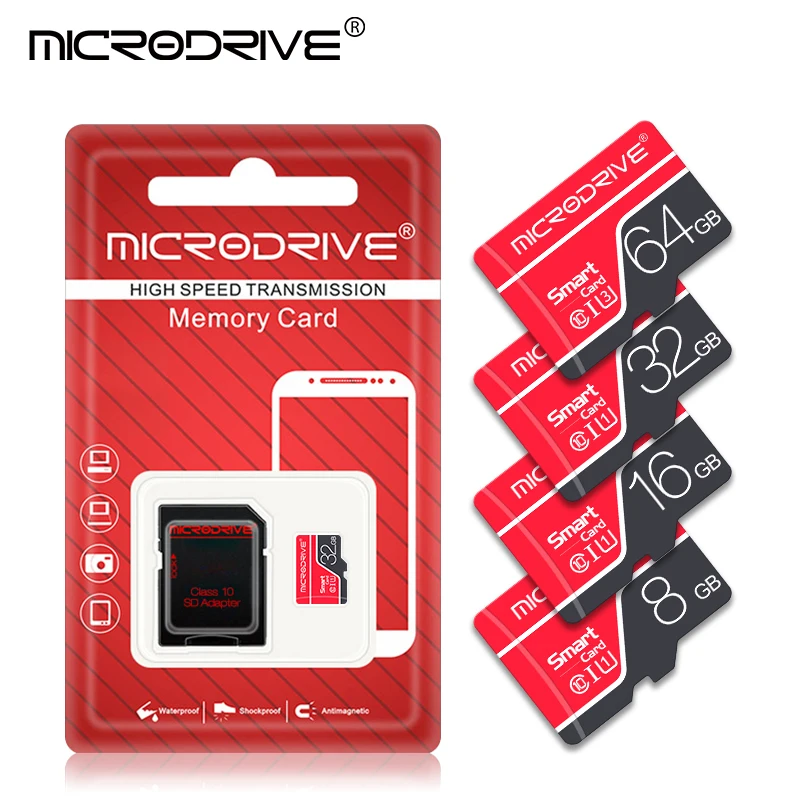 Новое поступление красный Micro sd карта памяти 64 ГБ 32 ГБ высокоскоростной Мини tf карты 16 ГБ 8 ГБ 4 ГБ флэш-карты памяти для телефона