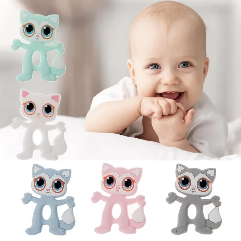 

Baby Teethers Big Eyes Cat BPA Free Teething Accessories Food Grade Silicone Nursing Necklace Pendants Dropship