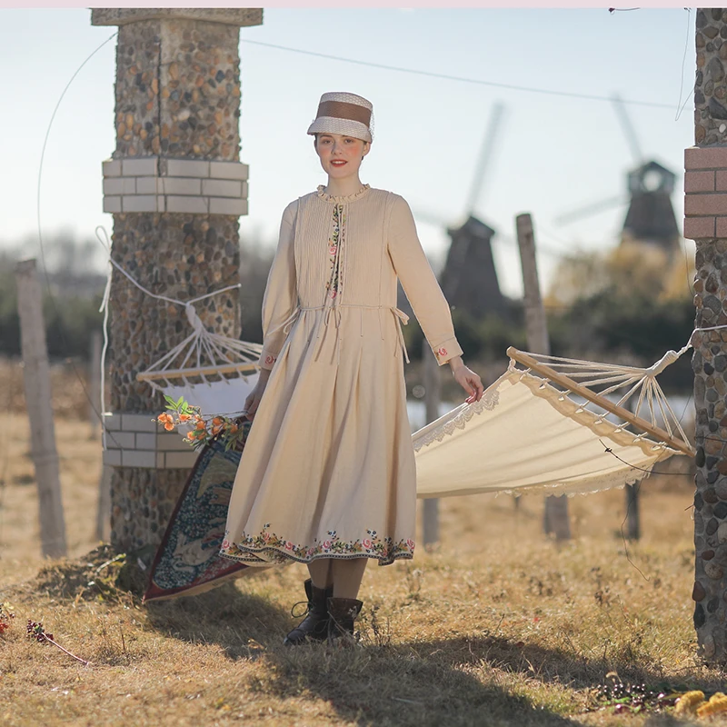 Оригинальный дизайн AIGYPTOS весна осень женские платья винтажные элегантные