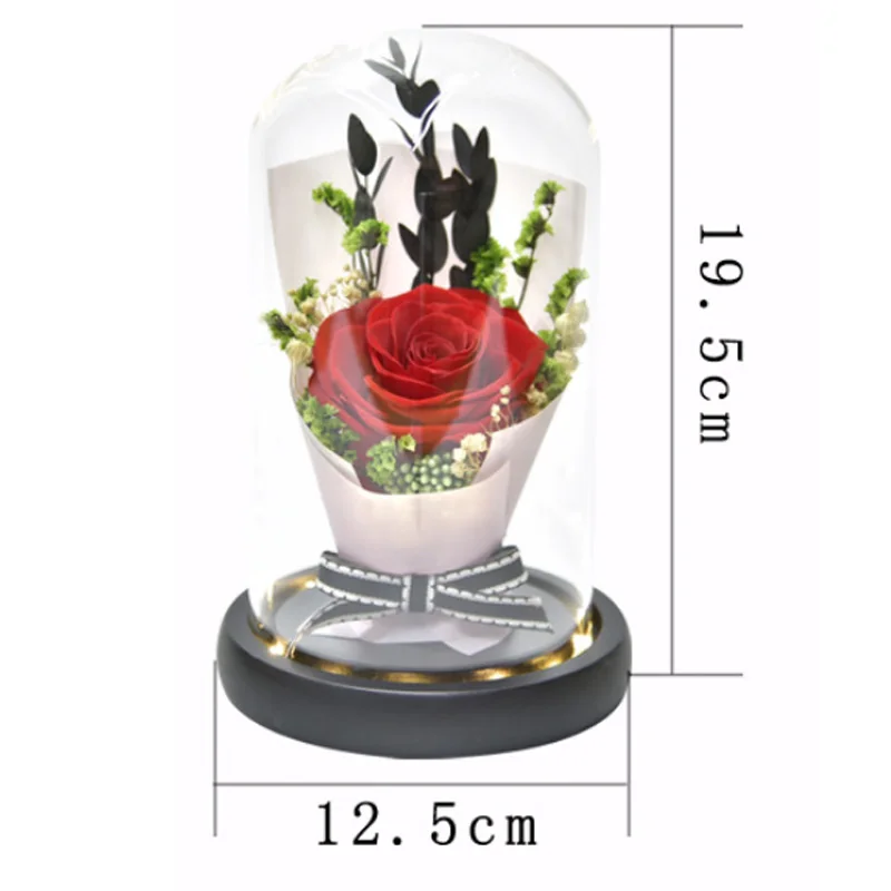 

Forever Immortal Flower Rose Led Lights in Glass e Pine Base for Valentine's Day, Mothers Day, Anniversary Gifts