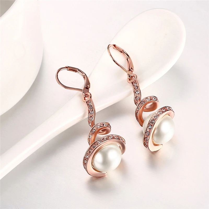 Charmhouse 18K розовые серьги золотого цвета для женщин серьга с жемчугом цирконием