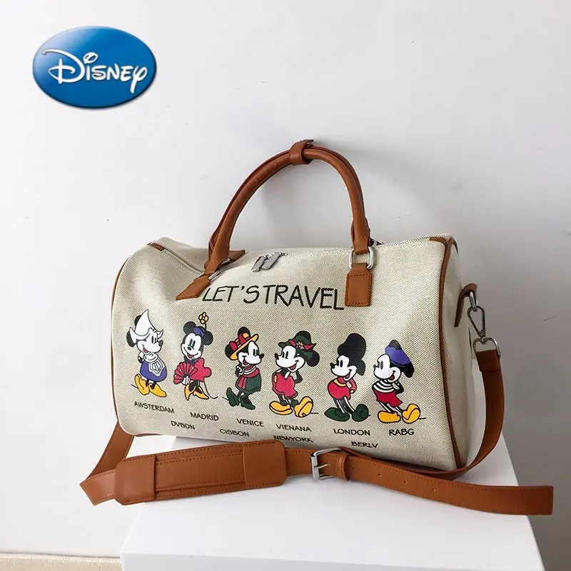 

Сумка на плечо для мужчин и женщин, мультяшный принт Диснея Микки и Минни, Вместительная дорожная спортивная сумка, чемодан