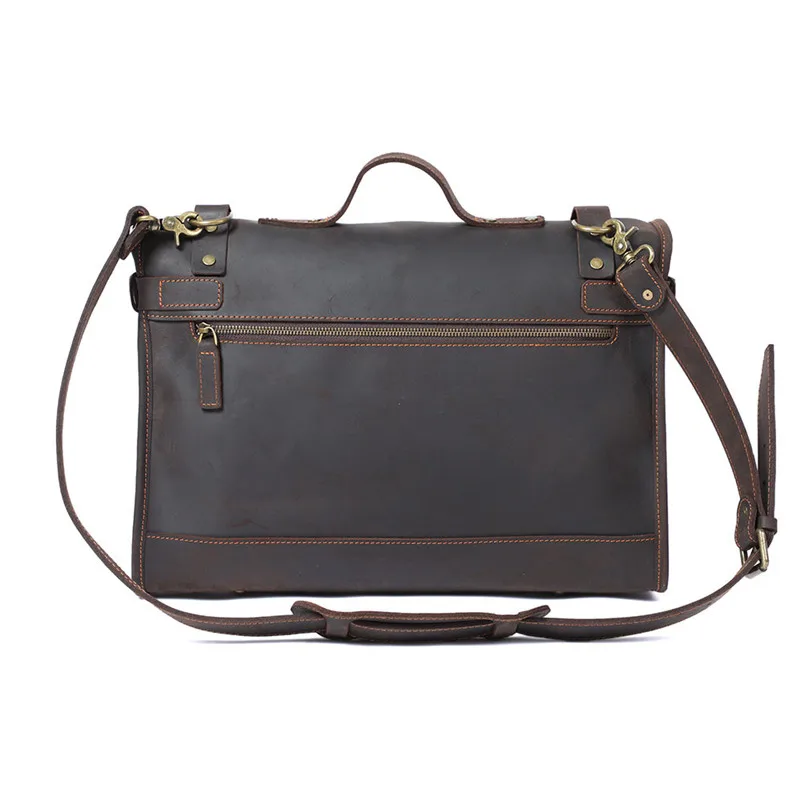 Retro men's genuine leather briefcase natural cowhide messenger bag daily simple large-capacity shoulder bag computer bag