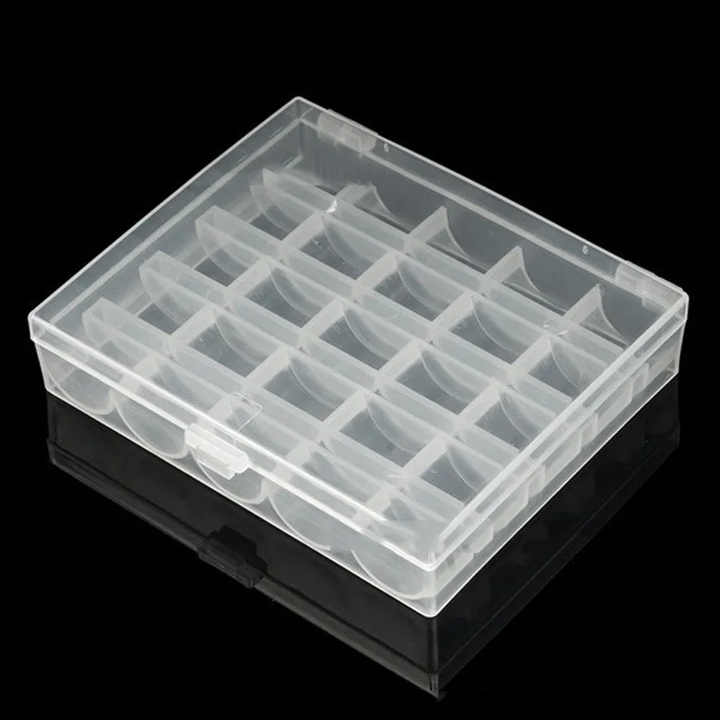 

25 Spools Bobbins Sewing Machine Bobbin Case Organizer Storage Clear Box 2019