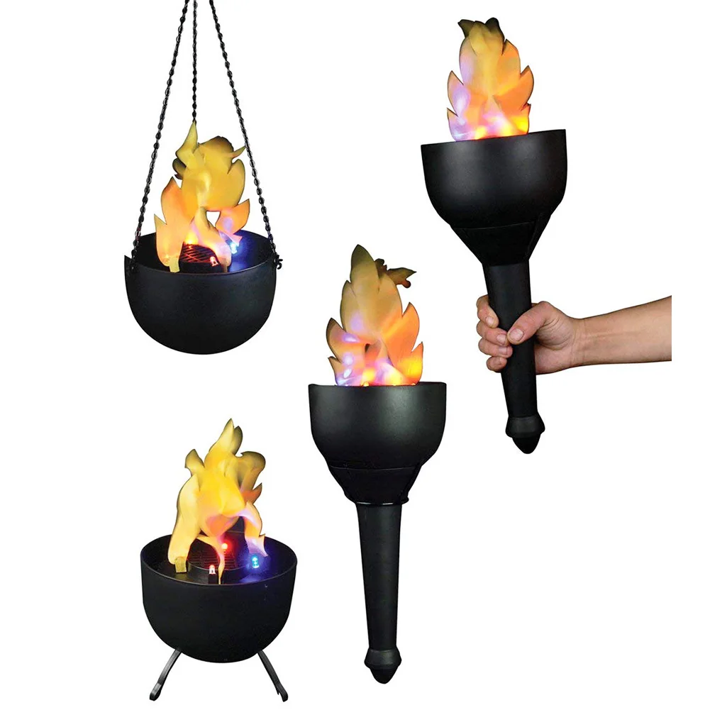 

Flame Lamp 4 In 1 Decoration Photoelectric Burning Torch Bonfire Party Led Electronic Desktop Handhold Halloween Fake Fire
