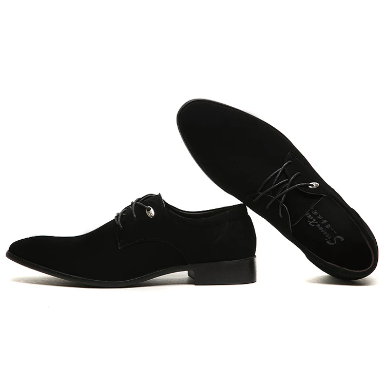 2020 hot sale men's shoes frosted leather black lace-up pointed British simple casual | Обувь