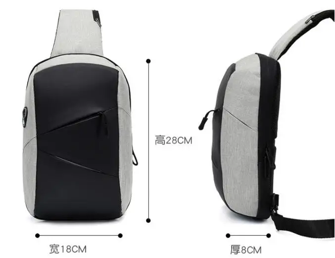 Мужская нагрудная сумка через плечо с защитой от кражи холщовые спортивные сумки