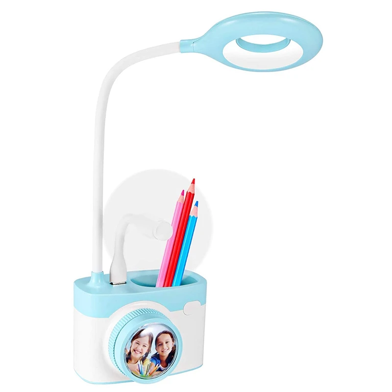 

Table Lamp with Fan Rechargeable Desk Lamp with USB Charging Port & Pen Holder, 3 Stepless Dimming for Bedroom