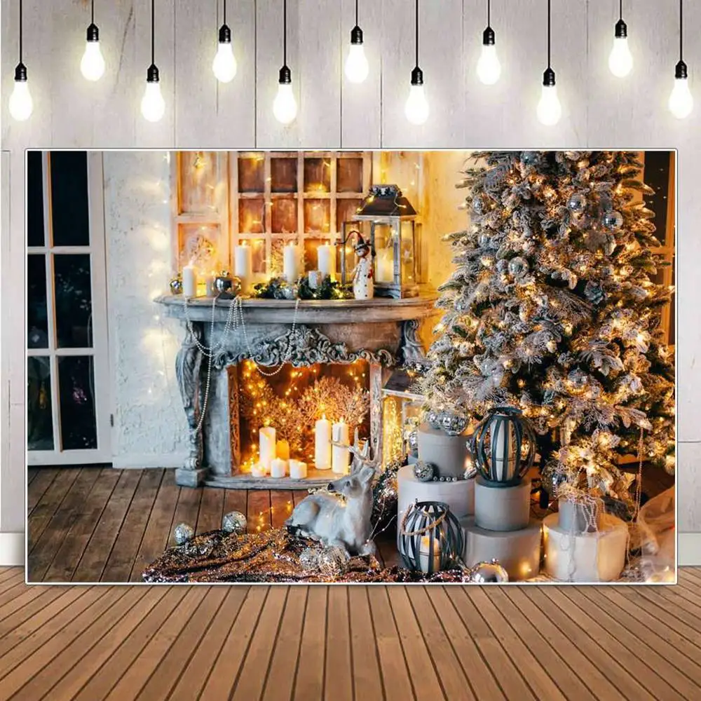 

Christmas Tree Decors Fireplace Interior Photography Background Baby Photozone Photocall Photographic Backdrops For Photo Studio