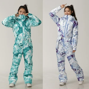 Женские Новые лыжные костюмы, цельный открытый сноуборд, куртка, лыжный комплект, комбинезон, теплая водонепроницаемая холодная носимая зимняя одежда, Комбинезоны