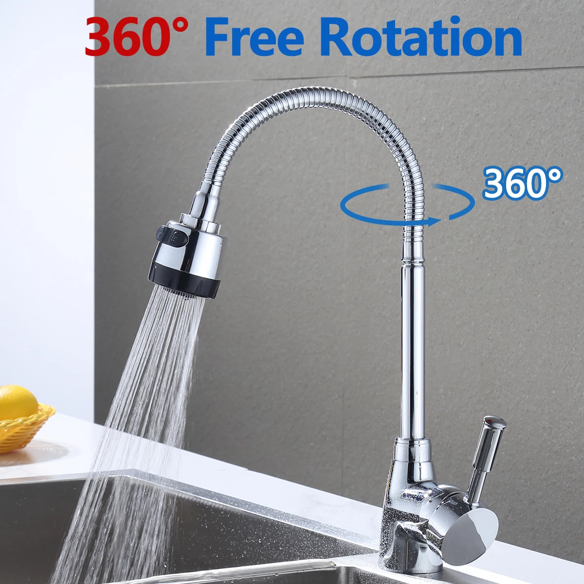 Смеситель кухонный с одной ручкой поворот на 360 градусов | Смесители для кухни