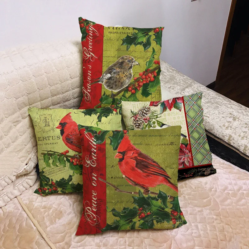 

Cushion Cover 45*45cm Linen Cotton Soft Throw Pillow Cover Sofa Pillowcase Merry Christmas Decorations For Home