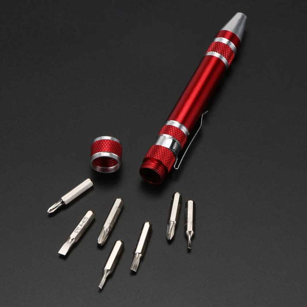 

Multifunction 8 In 1 Pocket Precision Mini Screwdriver Pen Repair Hand Tools Kit Screwdriver Tool Pen Aluminum Alloy Screwdriver