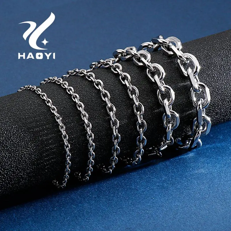 

HAOYI Charm Curb Cuban Chain Multi-size Men's Bracelet Couple Accessories O-chain Stainless Steel Jewelry
