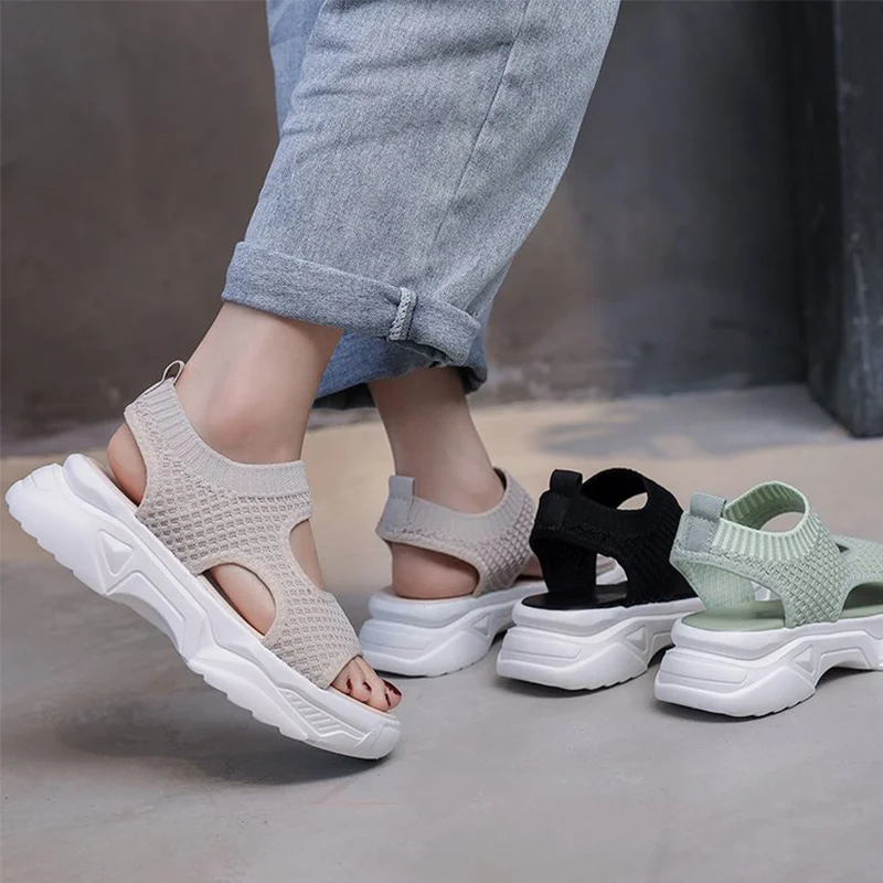 MCCKLE / женские сандалии с открытым носком женская дышащая обувь на резинке сеткой