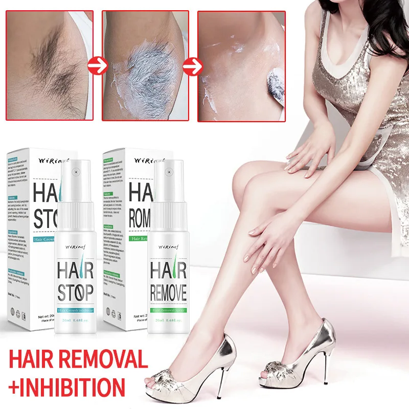 

Permanent Hair Removal Spray Cream + Stop Hair Growth Inhibitor Treatment Spray Smooth Body Shrink Pores Skin Repair Essence