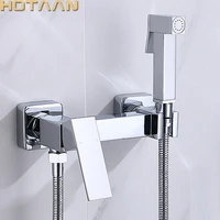 hotaan bidets new arrival brass chrome bidet toilet faucet shower portable sprayer set hot and cold water tap hygienic shower