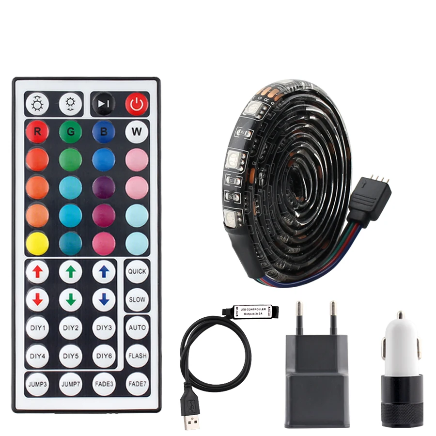 

DC 5V USB LED Lights Strip RGB TV Backlight SMD 5050 Waterproof 5V RGB USB Led Strip 60led/m 44key Remote Control Ribbon Light