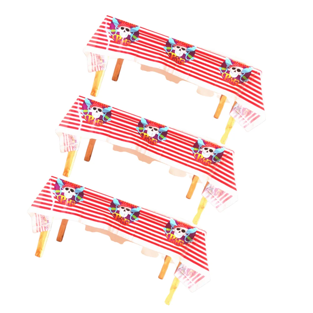 

3PCS Pirate Tablecloth Tablecloths Plastic Table Covers Table Decor Party Supplies Holiday Decorations (Red)