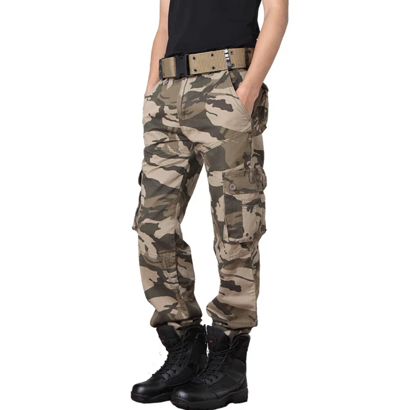

Men Multi-pocket Military Camo Cargo Pants Mens Tactical Military Swat Pants Man Cotton Casual Workout Baggy Outdoor Trousers
