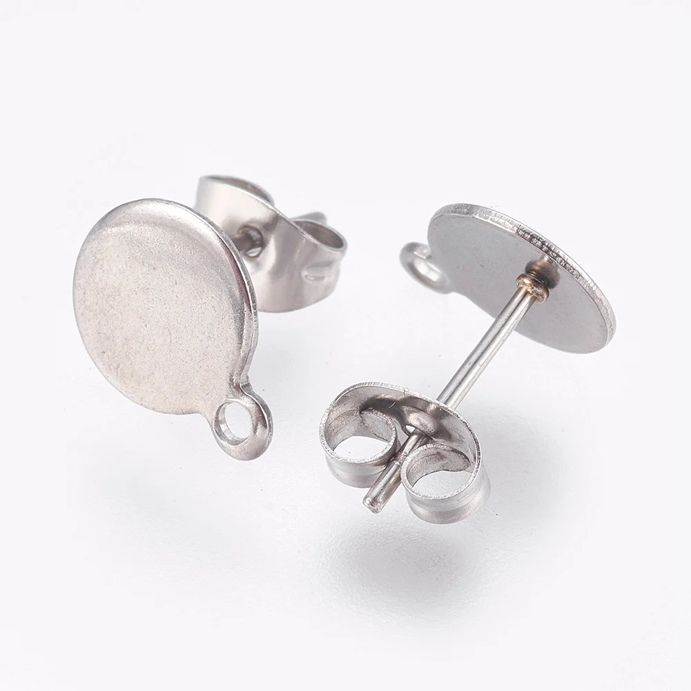 

10pcs Stainless Steel Geometric Round Earring Stud Golden Earrings Base Connectors Linker DIY Jewelry Making Accessories
