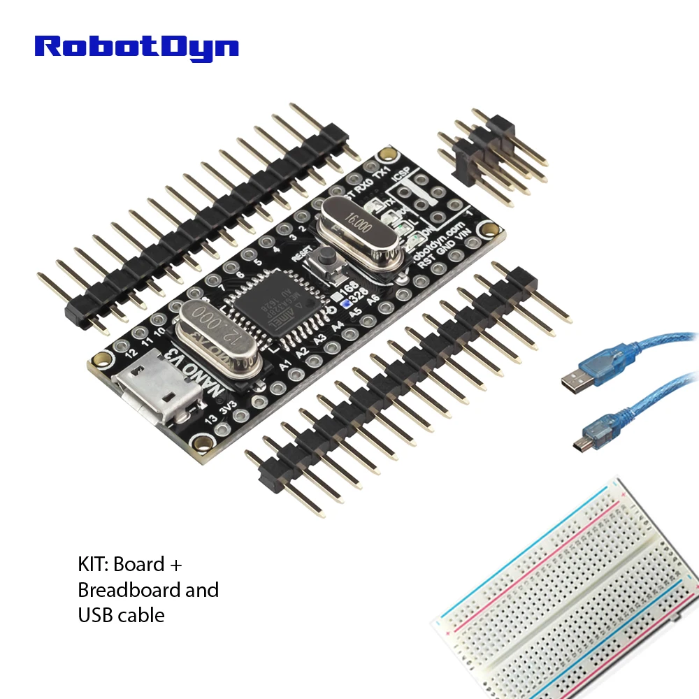 KIT NANO V3 ATmega328(16MHz) / CH340G, MicroUSB-порт - Цвет: KIT